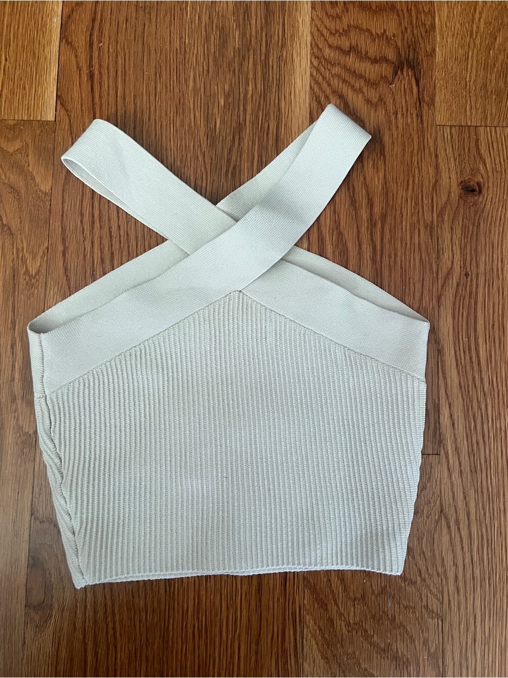 Aritzia Ribbed Cross-Back Crop Top in Cream